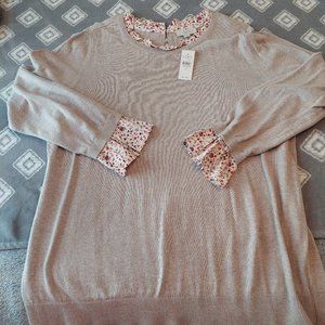 NWT Women's XL LOFT outlet lightweight sweater with ruffle trim